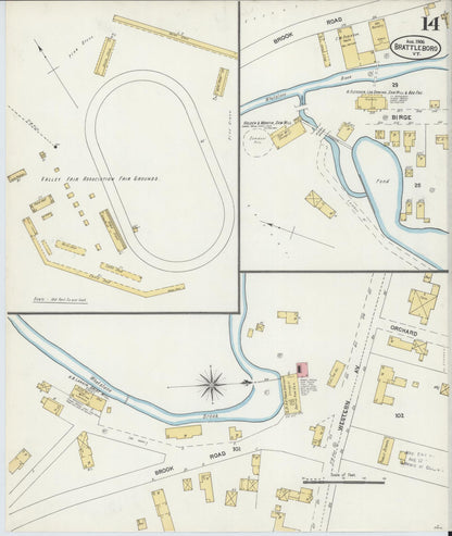 Sanborn Fire Insurance Map from Brattleboro, Windham County, Vermont (1906), Sheet #0014 - Complete Map Set gallery image, historic Sanborn map, vintage wall art, Vermont Vermont