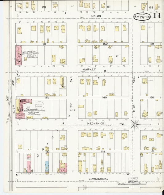 Sanborn Fire Insurance Map from Emporia, Lyon County, Kansas (1893), Sheet #0011 - Historic Sanborn Fire Insurance Map Print, vintage old map wall art, antique decor, genealogy gift, Kansas Kansas map