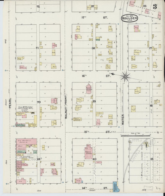Sanborn Fire Insurance Map from Boulder, Boulder County, Colorado (1890), Sheet #0003 - Historic Sanborn Fire Insurance Map Print, vintage old map wall art, antique decor, genealogy gift, Colorado Colorado map