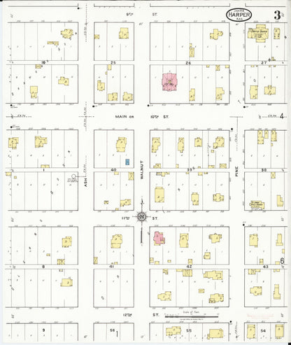 Sanborn Fire Insurance Map from Harper, Harper County, Kansas (1918), Sheet #0003 - Complete Map Set gallery image, historic Sanborn map, vintage wall art, Kansas Kansas