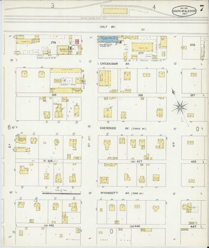 Sanborn Fire Insurance Map from South McAlester, Pittsburg County, Oklahoma (1902), Sheet #0007 - Complete Map Set gallery image, historic Sanborn map, vintage wall art, Oklahoma Oklahoma