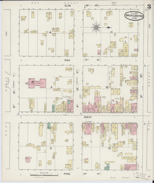 Sanborn Fire Insurance Map from Sauk Centre, Stearns County, Minnesota (1890), Sheet #0003 - Historic Sanborn Fire Insurance Map Print, vintage old map wall art, antique decor, genealogy gift, Minnesota Minnesota map