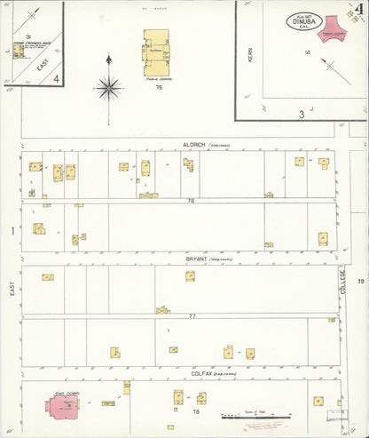 Sanborn Fire Insurance Map from Dinuba, Tulare County, California (1907), Sheet #0004 - Complete Map Set gallery image, historic Sanborn map, vintage wall art, California California