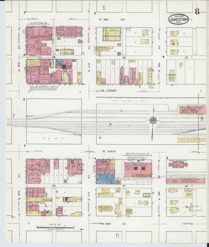 Sanborn Fire Insurance Map from Jamestown, Stutsman County, North Dakota (1919), Sheet #0008 - Complete Map Set gallery image, historic Sanborn map, vintage wall art, North Dakota North Dakota