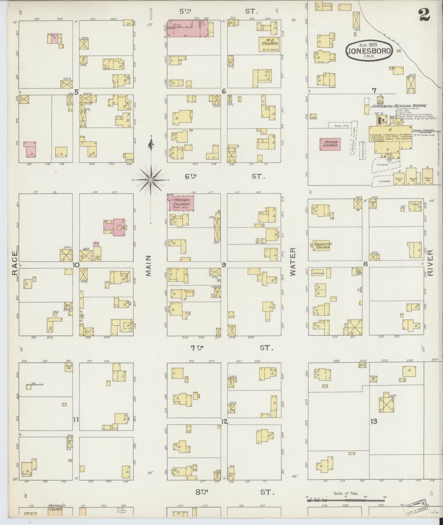 Sanborn Fire Insurance Map from Jonesboro, Grant County, Indiana (1893), Sheet #0002 - Complete Map Set gallery image, historic Sanborn map, vintage wall art, Indiana Indiana