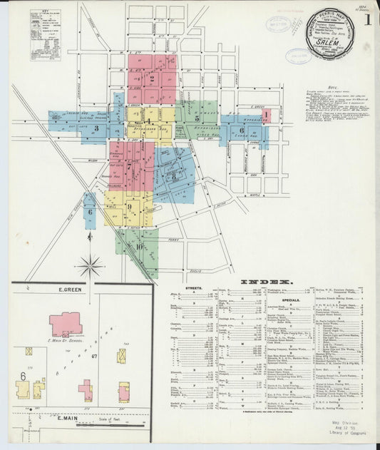 Sanborn Fire Insurance Map from Salem, Columbiana County, Ohio (1898), Sheet #0001 - Complete Map Set gallery image, historic Sanborn map, vintage wall art, Ohio Ohio