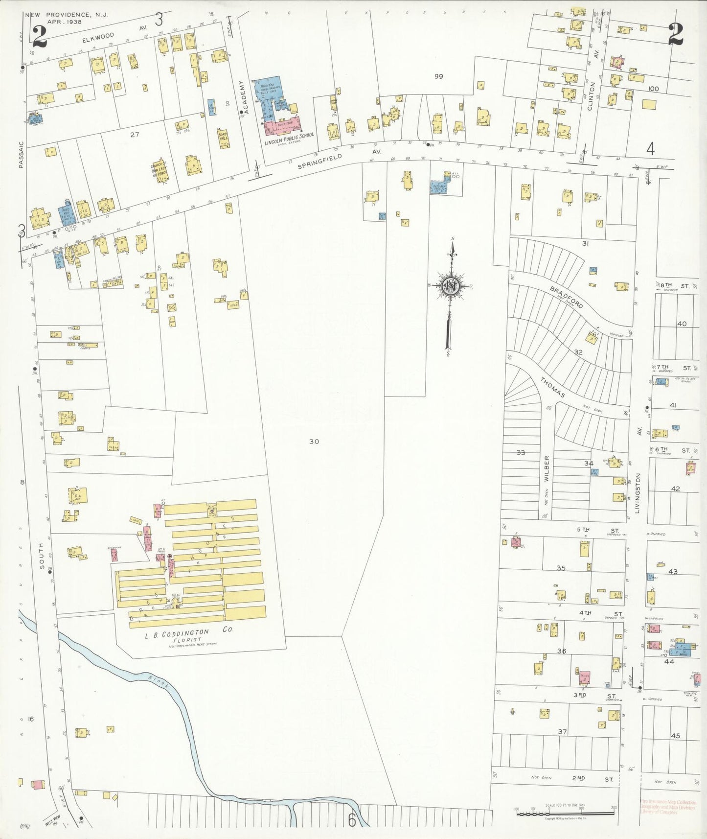 Sanborn Fire Insurance Map from New Providence, Union County, New Jersey (1938), Sheet #0002 - Complete Map Set gallery image, historic Sanborn map, vintage wall art, New Jersey New Jersey