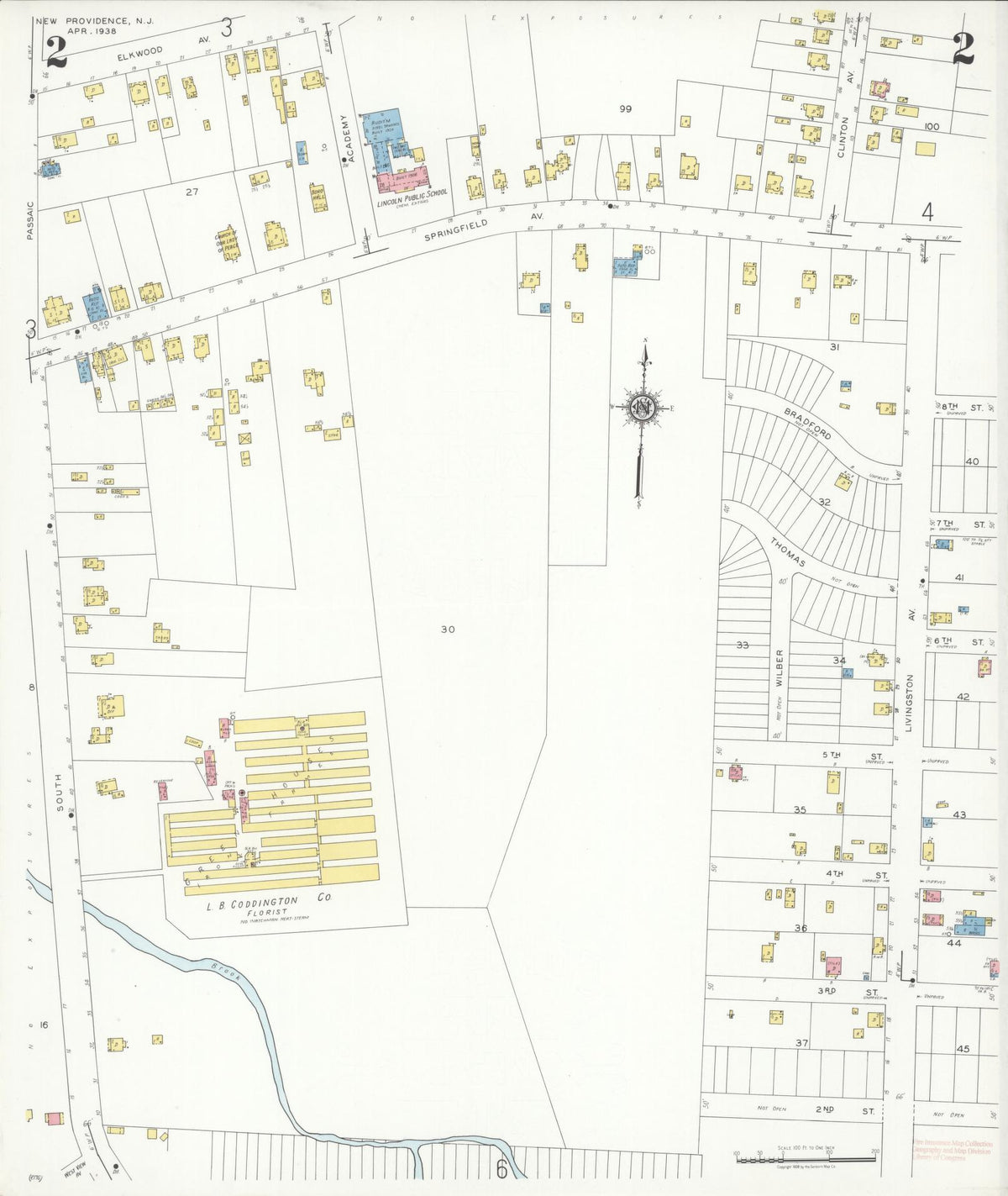 Sanborn Fire Insurance Map from New Providence, Union County, New Jersey (1938), Sheet #0002 - Complete Map Set gallery image, historic Sanborn map, vintage wall art, New Jersey New Jersey