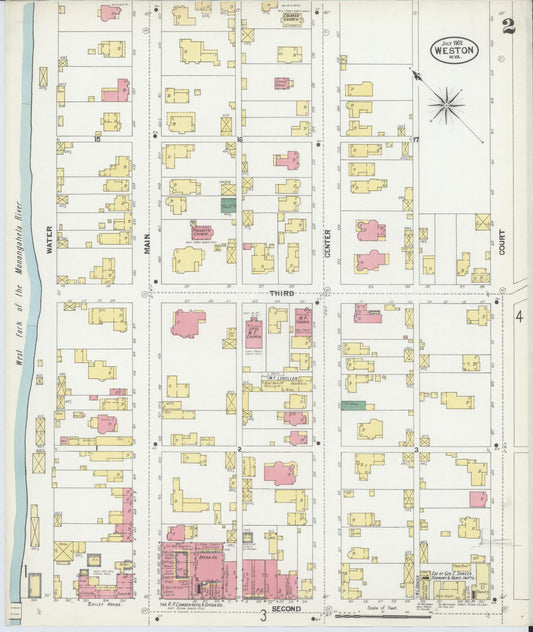 Sanborn Fire Insurance Map from Weston, Lewis County, West Virginia (1902), Sheet #0002 - Historic Sanborn Fire Insurance Map Print, vintage old map wall art, antique decor, genealogy gift, West Virginia West Virginia map