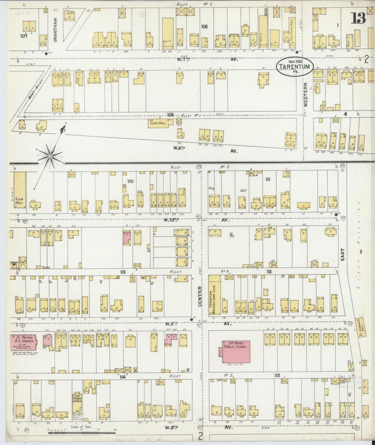 Sanborn Fire Insurance Map from Tarentum, Allegheny County, Pennsylvania (1902), Sheet #0013 - Historic Sanborn Fire Insurance Map Print, vintage old map wall art, antique decor, genealogy gift, Pennsylvania Pennsylvania map