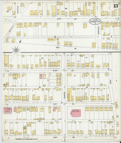Sanborn Fire Insurance Map from Tarentum, Allegheny County, Pennsylvania (1902), Sheet #0013 - Historic Sanborn Fire Insurance Map Print, vintage old map wall art, antique decor, genealogy gift, Pennsylvania Pennsylvania map