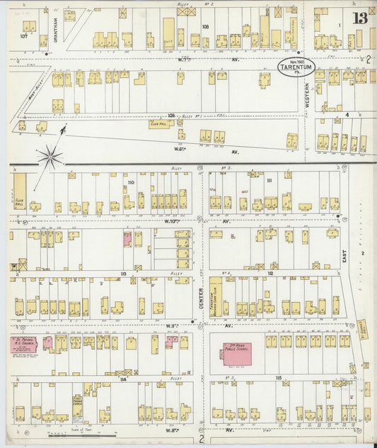 Sanborn Fire Insurance Map from Tarentum, Allegheny County, Pennsylvania (1902), Sheet #0013 - Historic Sanborn Fire Insurance Map Print, vintage old map wall art, antique decor, genealogy gift, Pennsylvania Pennsylvania map