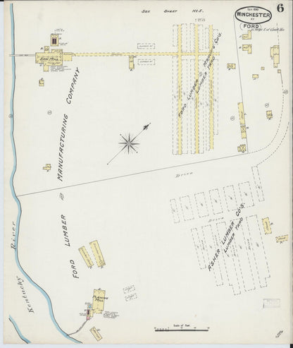 Sanborn Fire Insurance Map from Winchester, Clark County, Kentucky (1890), Sheet #0006 - Complete Map Set gallery image, historic Sanborn map, vintage wall art, Kentucky Kentucky