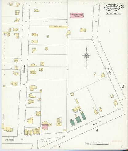 Sanborn Fire Insurance Map from Holcomb, Ontario County, New York (1909), Sheet #0003 - Complete Map Set gallery image, historic Sanborn map, vintage wall art, New York New York