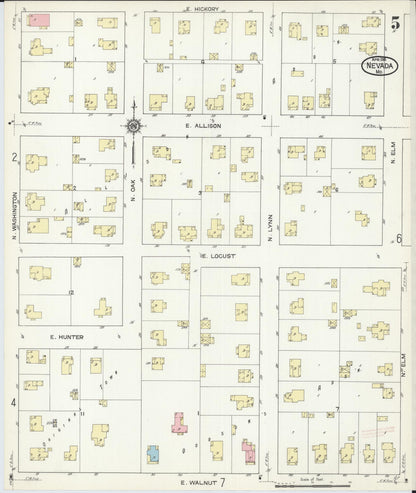 Sanborn Fire Insurance Map from Nevada, Vernon County, Missouri (1914), Sheet #0005 - Complete Map Set gallery image, historic Sanborn map, vintage wall art, Missouri Missouri