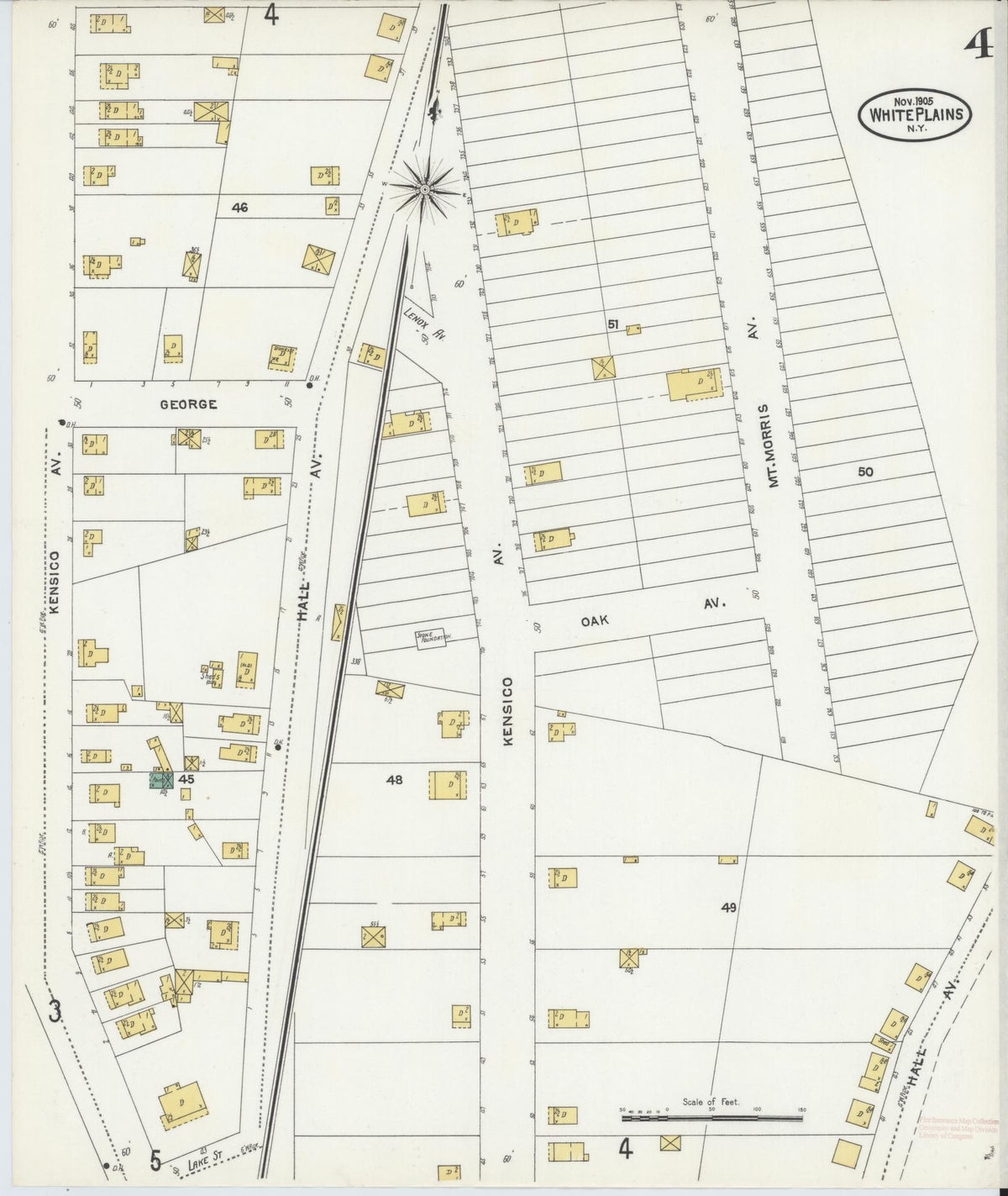 Sanborn Fire Insurance Map from White Plains, Westchester County, New York (1905), Sheet #0004 - Complete Map Set gallery image, historic Sanborn map, vintage wall art, New York New York