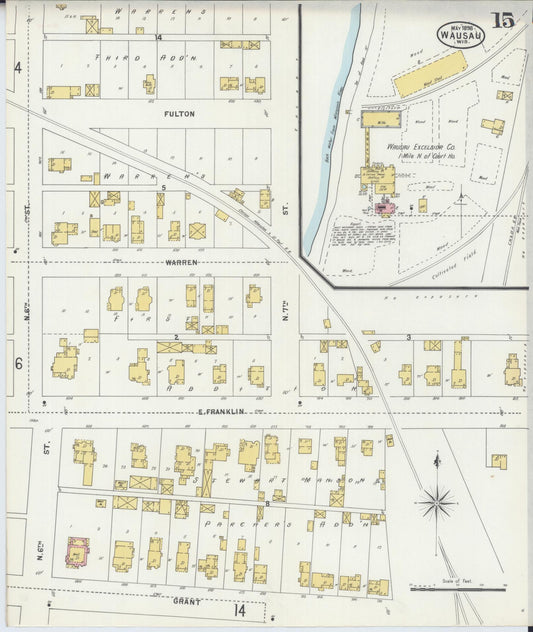 Sanborn Fire Insurance Map from Wausau, Marathon County, Wisconsin (1898), Sheet #0015 - Historic Sanborn Fire Insurance Map Print, vintage old map wall art, antique decor, genealogy gift, Wisconsin Wisconsin map