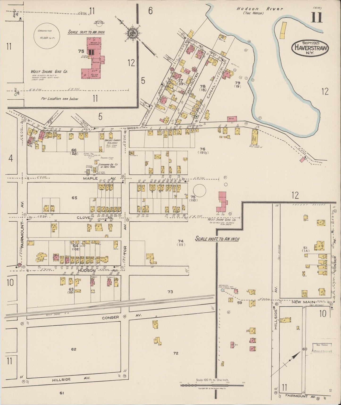 Sanborn Fire Insurance Map from Haverstraw, Rockland County, New York (1921), Sheet #0011 - Historic Sanborn Fire Insurance Map Print, vintage old map wall art, antique decor, genealogy gift, New York New York map