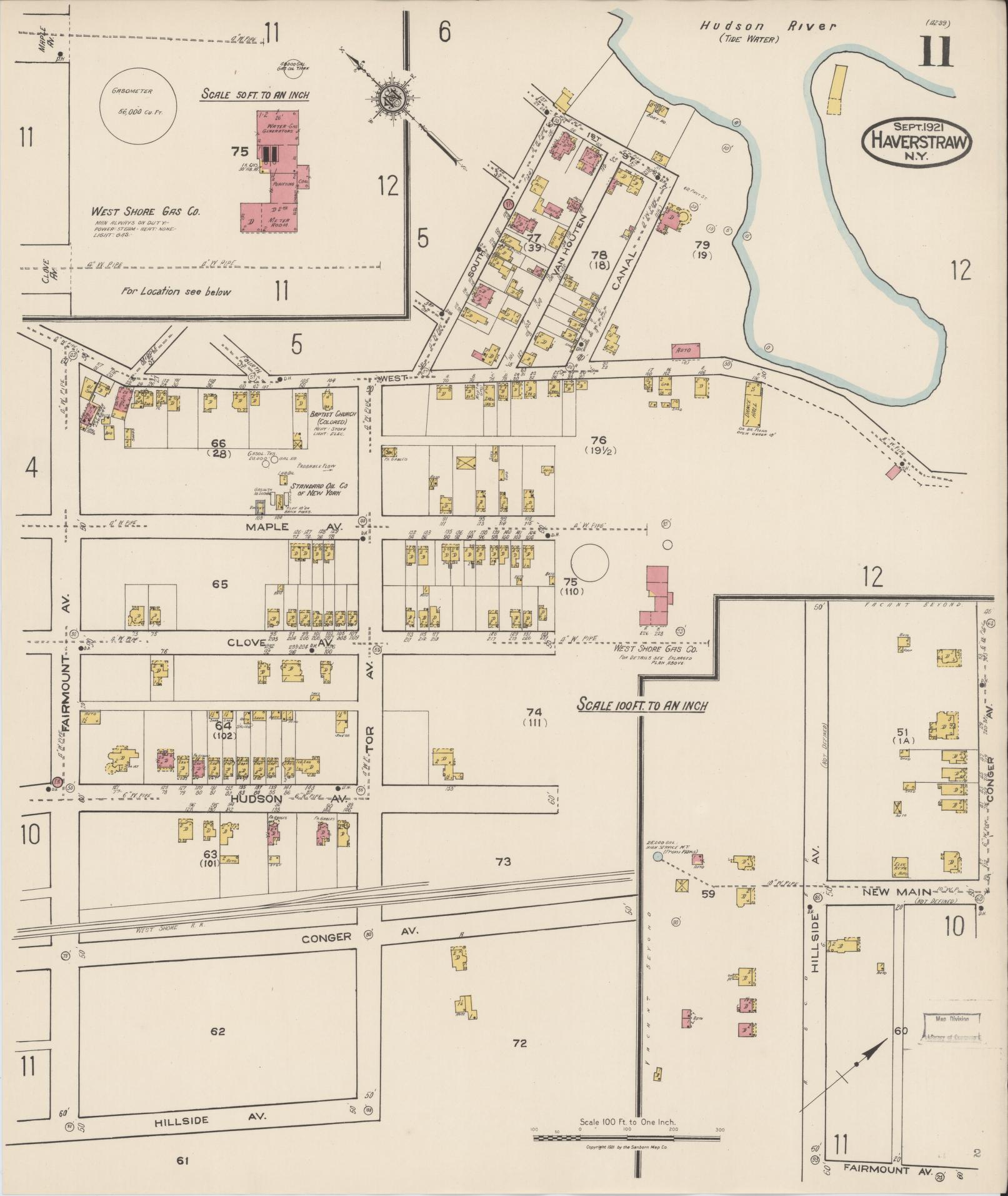 Sanborn Fire Insurance Map from Haverstraw, Rockland County, New York (1921), Sheet #0011 - Historic Sanborn Fire Insurance Map Print, vintage old map wall art, antique decor, genealogy gift, New York New York map