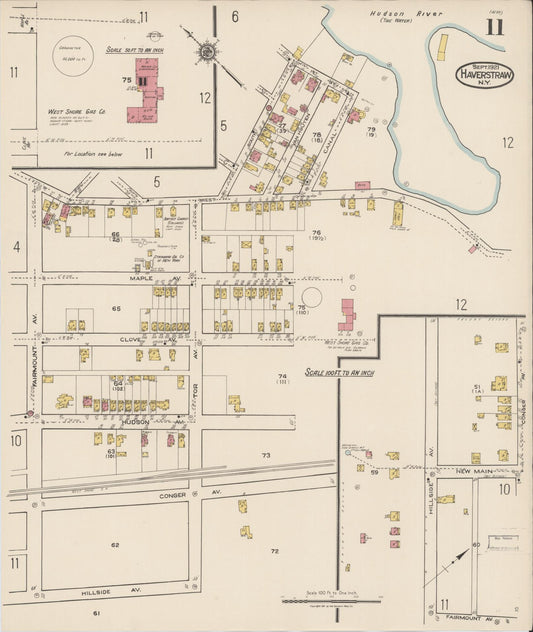 Sanborn Fire Insurance Map from Haverstraw, Rockland County, New York (1921), Sheet #0011 - Historic Sanborn Fire Insurance Map Print, vintage old map wall art, antique decor, genealogy gift, New York New York map
