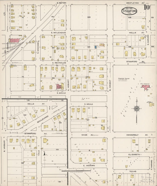 Sanborn Fire Insurance Map from Stamford, Jones County, Texas (1922), Sheet #0010 - Historic Sanborn Fire Insurance Map Print, vintage old map wall art, antique decor, genealogy gift, Texas Texas map
