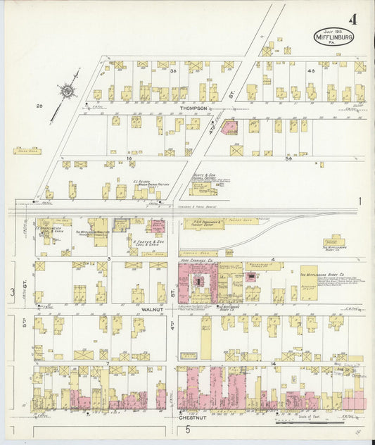 Sanborn Fire Insurance Map from Mifflinburg, Union County, Pennsylvania (1913), Sheet #0004 - Historic Sanborn Fire Insurance Map Print, vintage old map wall art, antique decor, genealogy gift, Pennsylvania Pennsylvania map