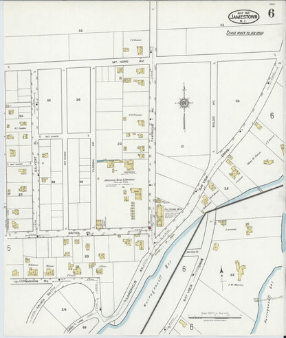 Sanborn Fire Insurance Map from Jamestown, Newport County, Rhode Island (1921), Sheet #0006 - Complete Map Set gallery image, historic Sanborn map, vintage wall art, Rhode Island Rhode Island