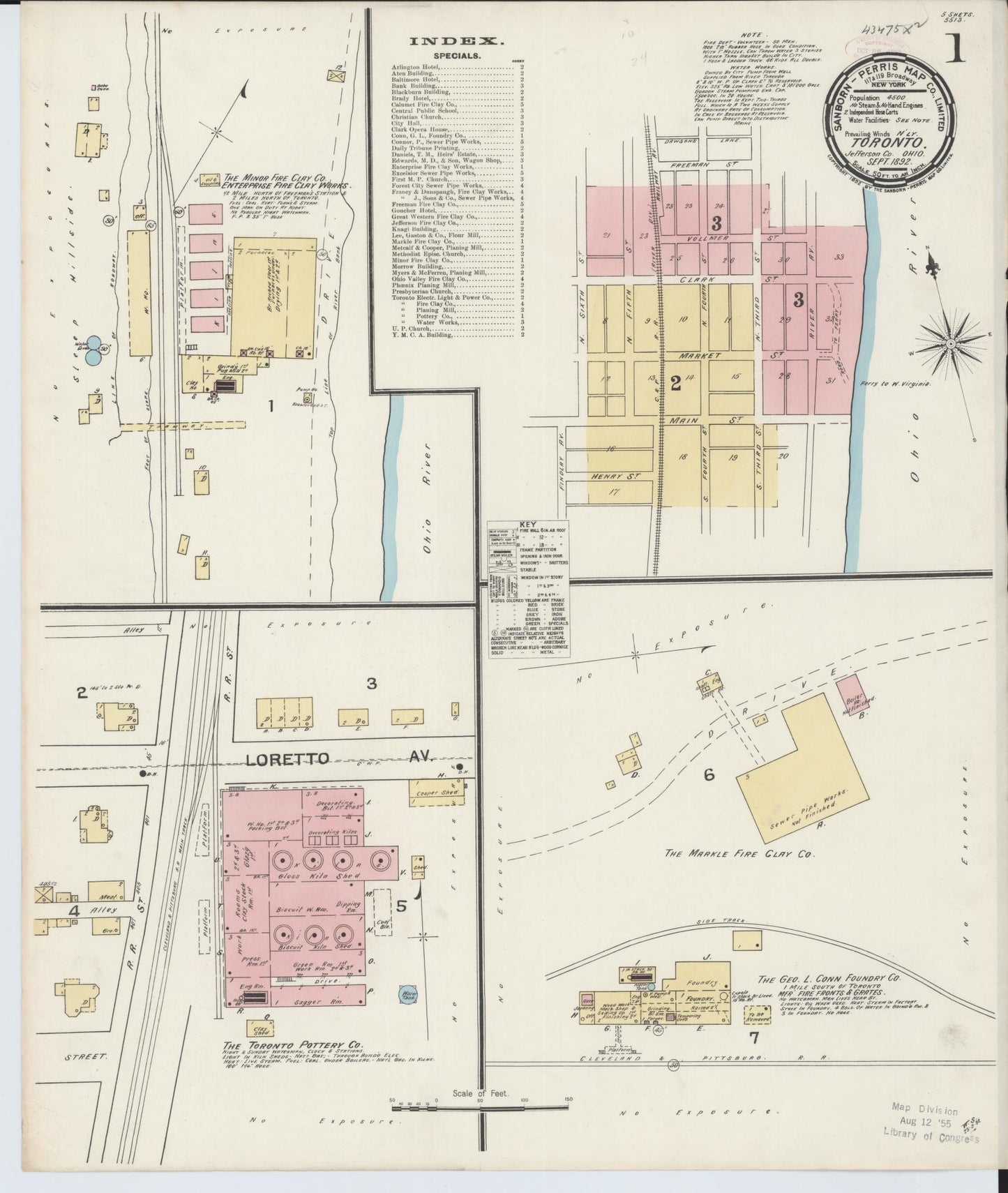 Sanborn Fire Insurance Map from Toronto, Jefferson County, Ohio (1892), Sheet #0001 - Complete Map Set gallery image, historic Sanborn map, vintage wall art, Ohio Ohio