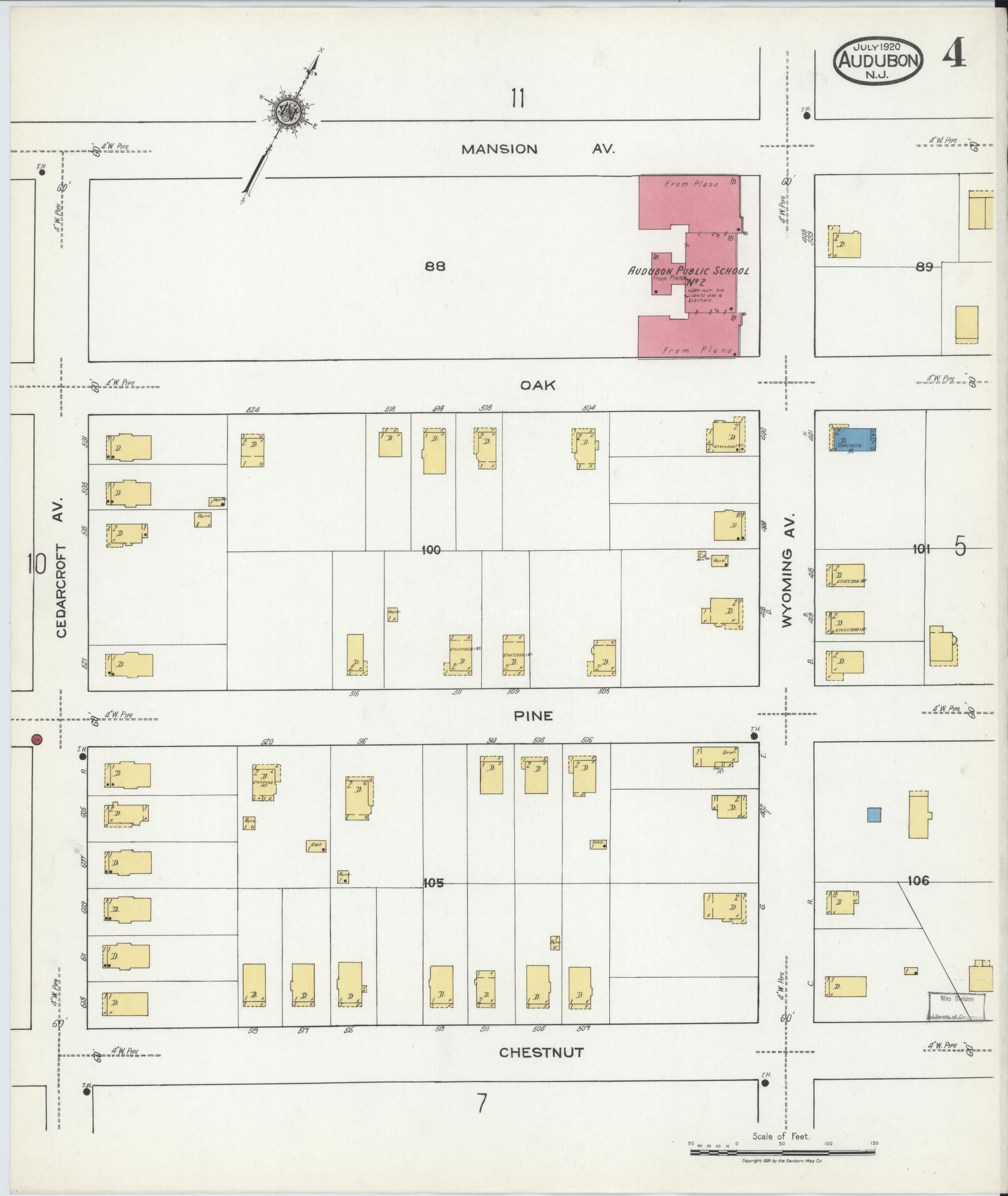 Sanborn Fire Insurance Map from Audubon, Camden County, New Jersey (1920), Sheet #0004 - Complete Map Set gallery image, historic Sanborn map, vintage wall art, New Jersey New Jersey