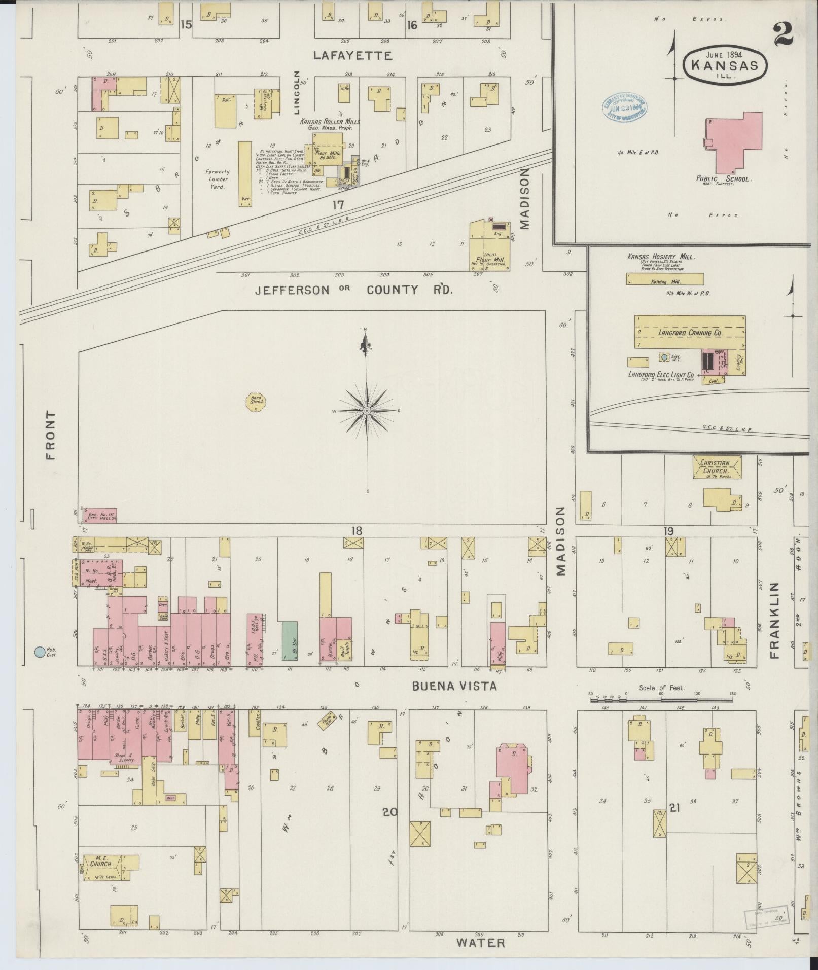 Sanborn Fire Insurance Map from Kansas, Edgar County, Illinois (1894), Sheet #0002 - Historic Sanborn Fire Insurance Map Print, vintage old map wall art, antique decor, genealogy gift, Kansas Kansas map