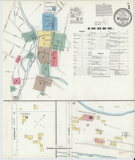 Sanborn Fire Insurance Map from Wellsville, Allegany County, New York (1903), Sheet #0001 - Complete Map Set gallery image, historic Sanborn map, vintage wall art, New York New York