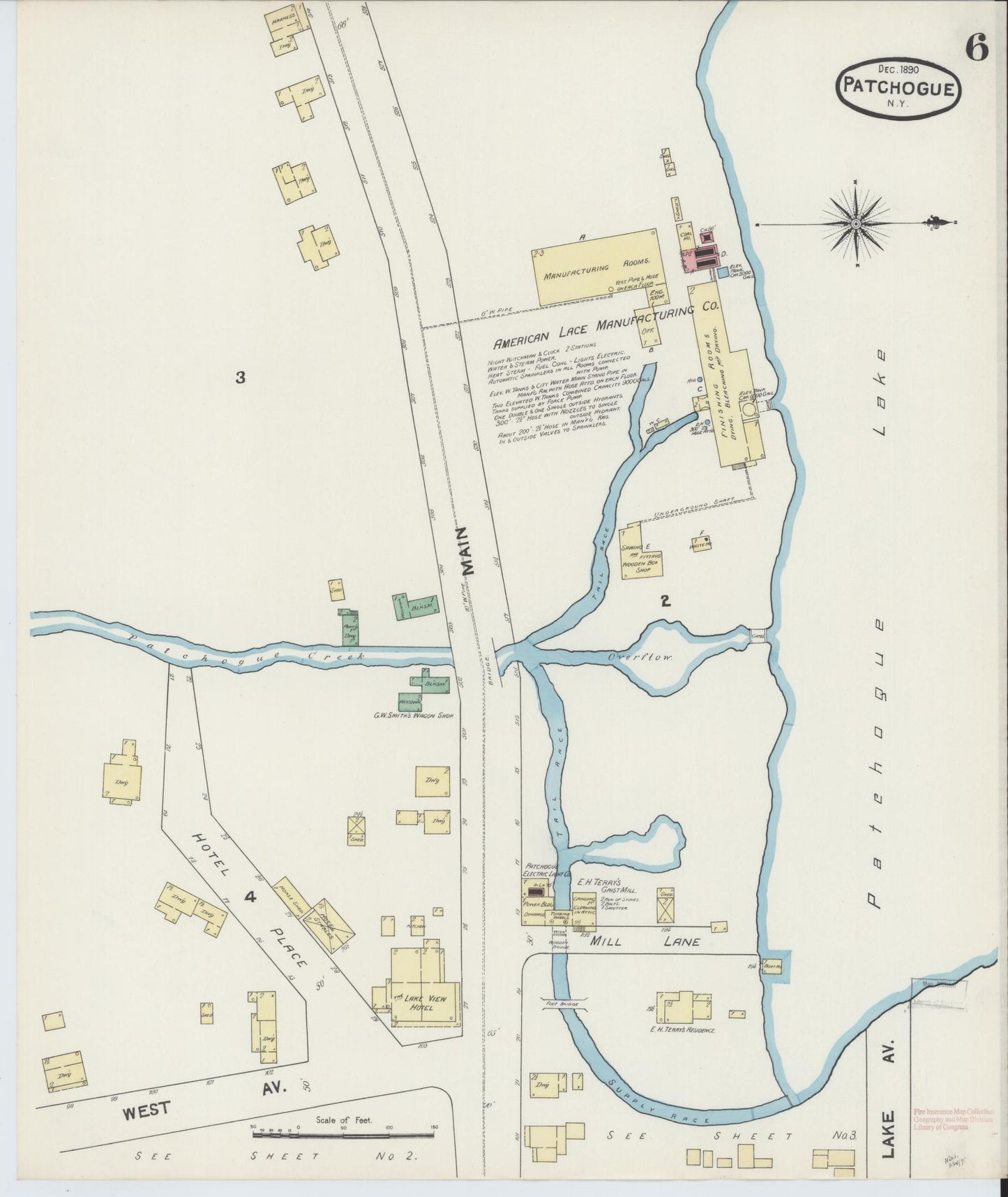 Sanborn Fire Insurance Map from Patchogue, Suffolk County, New York (1891), Sheet #0006 - Complete Map Set gallery image, historic Sanborn map, vintage wall art, New York New York