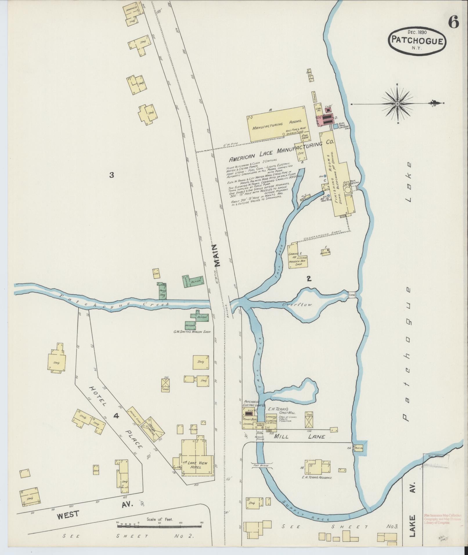 Sanborn Fire Insurance Map from Patchogue, Suffolk County, New York (1891), Sheet #0006 - Complete Map Set gallery image, historic Sanborn map, vintage wall art, New York New York