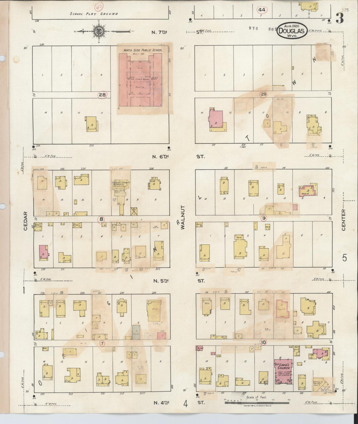 Sanborn Fire Insurance Map from Douglas, Converse County, Wyoming (1944), Sheet #0003 - Complete Map Set gallery image, historic Sanborn map, vintage wall art, Wyoming Wyoming