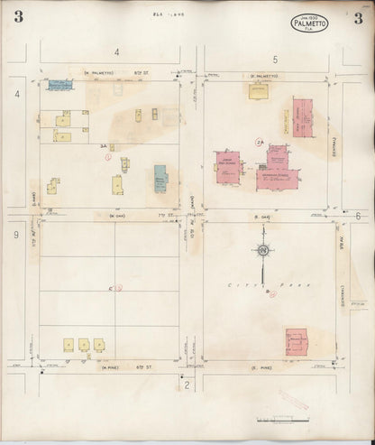 Sanborn Fire Insurance Map from Palmetto, Manatee County, Florida (1944), Sheet #0003 - Historic Sanborn Fire Insurance Map Print, vintage old map wall art, antique decor, genealogy gift, Florida Florida map