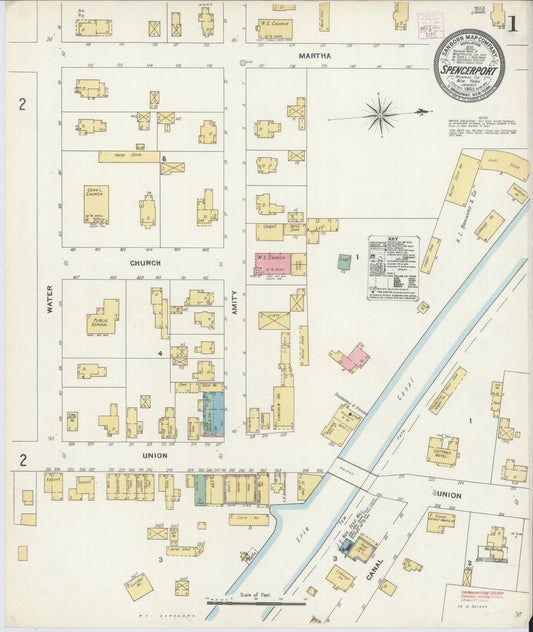 Sanborn Fire Insurance Map from Spencerport, Monroe County, New York (1905), Sheet #0001 - Historic Sanborn Fire Insurance Map Print, vintage old map wall art, antique decor, genealogy gift, New York New York map