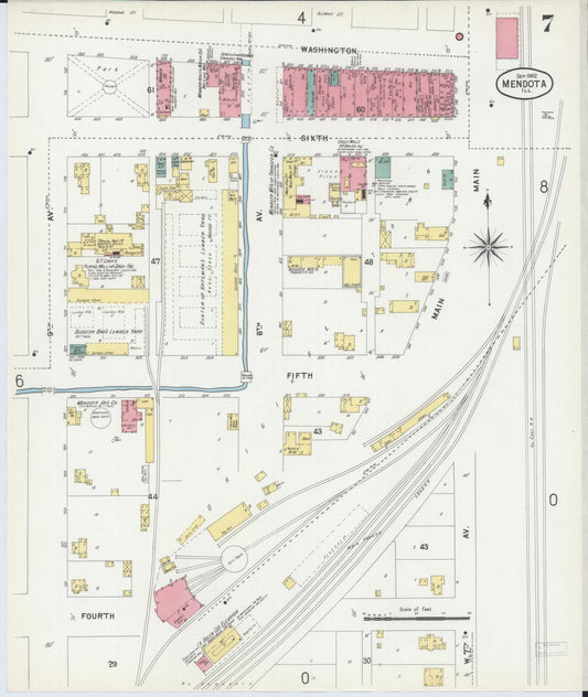 Sanborn Fire Insurance Map from Mendota, La Salle County, Illinois (1902), Sheet #0007 - Historic Sanborn Fire Insurance Map Print, vintage old map wall art, antique decor, genealogy gift, Illinois Illinois map