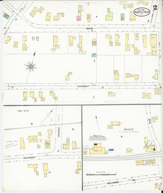 Sanborn Fire Insurance Map from North Troy, Orleans County, Vermont (1904), Sheet #0002 - Historic Sanborn Fire Insurance Map Print, vintage old map wall art, antique decor, genealogy gift, Vermont Vermont map