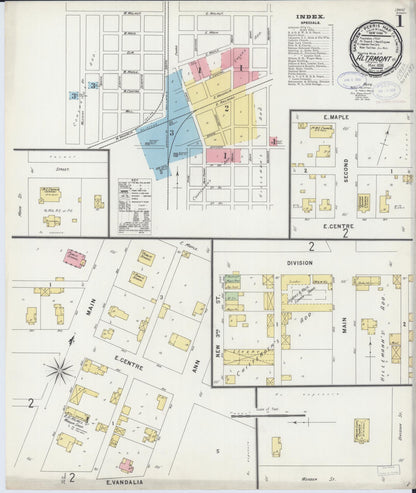 Sanborn Fire Insurance Map from Altamont, Effingham County, Illinois (1898), Sheet #0001 - Historic Sanborn Fire Insurance Map Print, vintage old map wall art, antique decor, genealogy gift, Illinois Illinois map