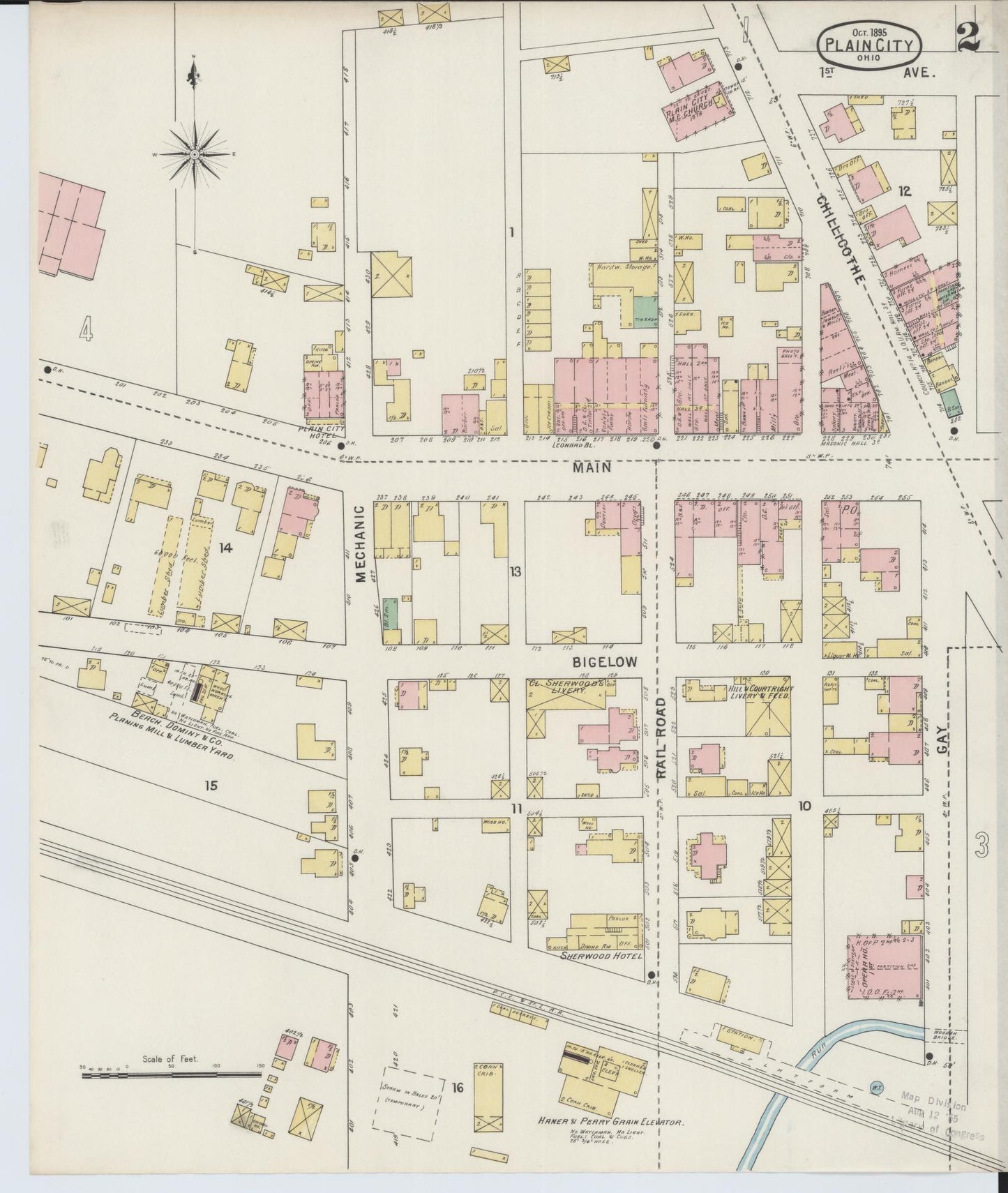 Sanborn Fire Insurance Map from Plain City, Madison And Union Counties, Ohio (1895), Sheet #0002 - Complete Map Set gallery image, historic Sanborn map, vintage wall art, Ohio Ohio