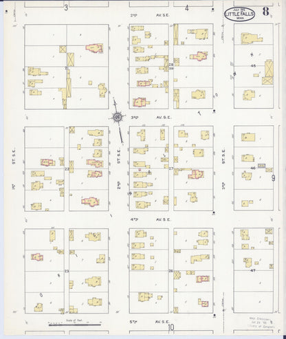 Sanborn Fire Insurance Map from Little Falls, Morrison County, Minnesota (1915), Sheet #0008 - Complete Map Set gallery image, historic Sanborn map, vintage wall art, Minnesota Minnesota