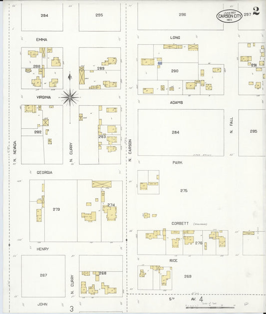 Sanborn Fire Insurance Map from Carson City, Carson City County, Nevada (1907), Sheet #0002 - Historic Sanborn Fire Insurance Map Print, vintage old map wall art, antique decor, genealogy gift, Nevada Nevada map