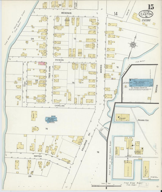 Talbot, Maryland - 1912 - Sanborn Fire Insurance Map, Sheet #0015 - Historic Sanborn Fire Insurance Map Print, Talbot Maryland 1912 0015 vintage old map wall art