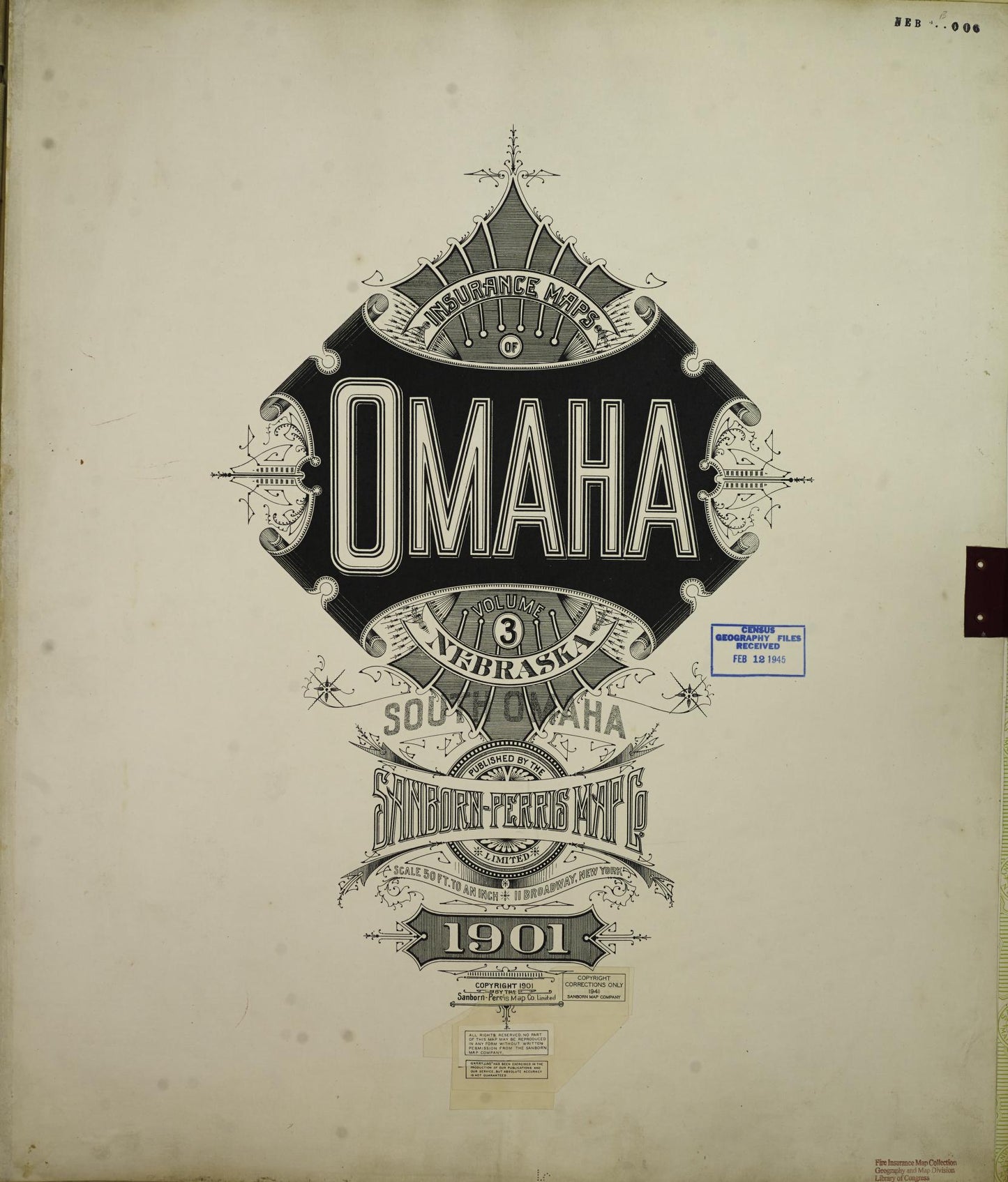 Sanborn Fire Insurance Map from Omaha, Douglas And Sarpy County, Nebraska (1962), Sheet #0001 - Complete Map Set gallery image, historic Sanborn map, vintage wall art, Nebraska Nebraska