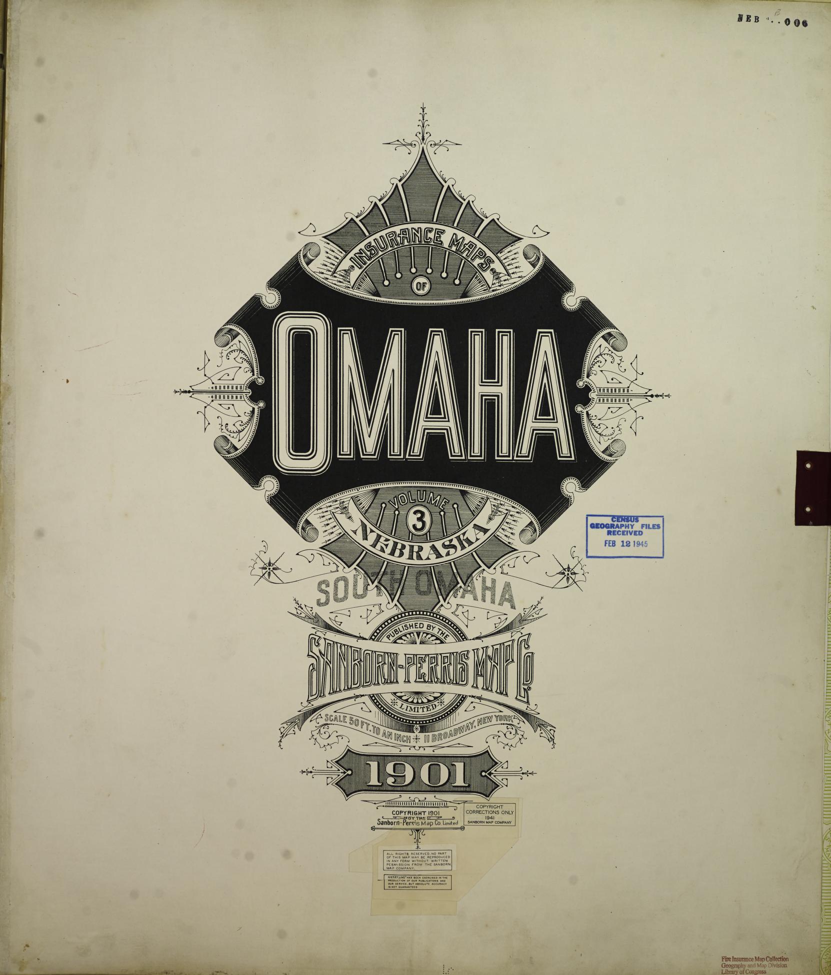 Sanborn Fire Insurance Map from Omaha, Douglas And Sarpy County, Nebraska (1962), Sheet #0001 - Complete Map Set gallery image, historic Sanborn map, vintage wall art, Nebraska Nebraska