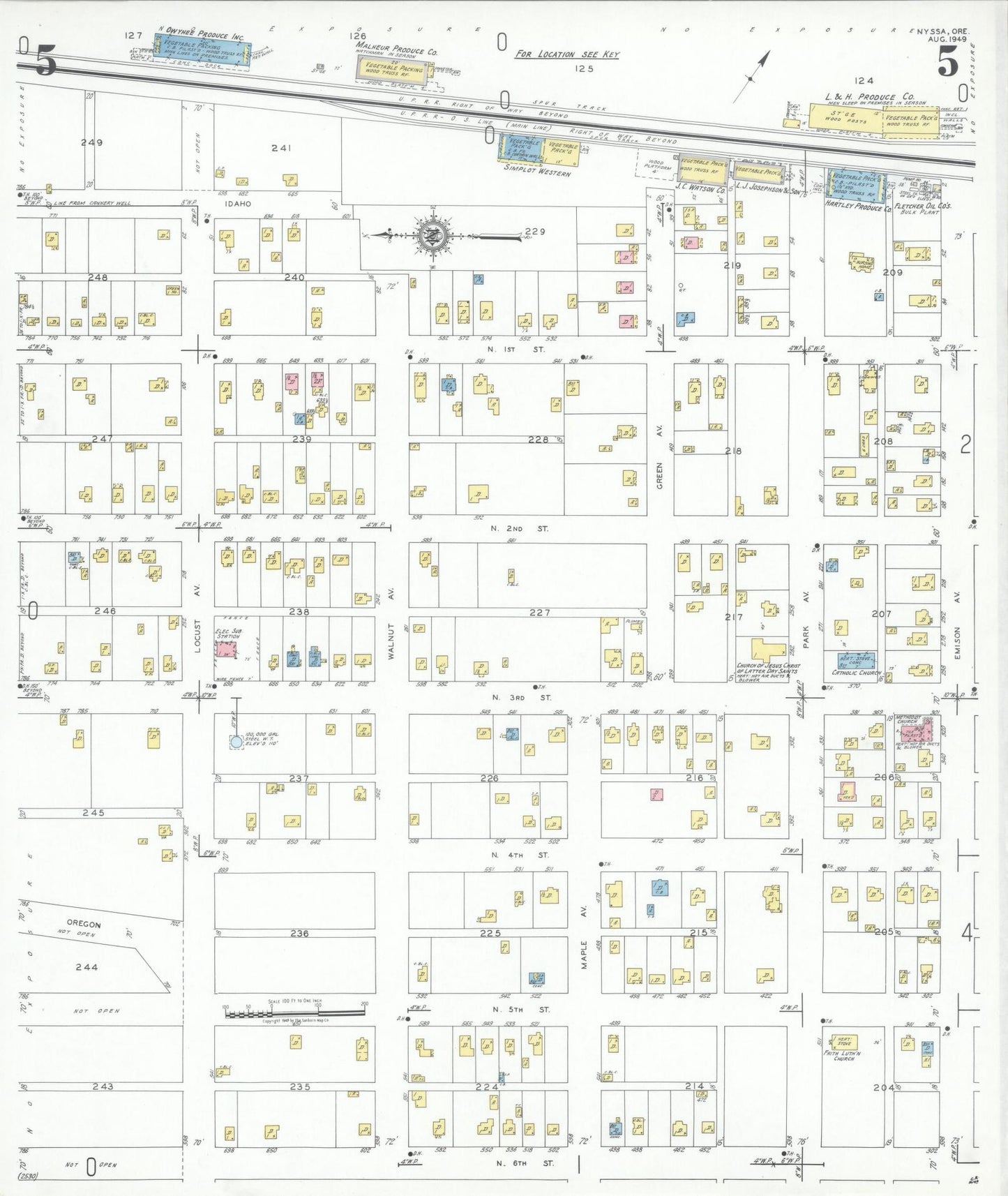 Sanborn Fire Insurance Map from Nyssa, Malheur County, Oregon (1949), Sheet #0005 - Complete Map Set gallery image, historic Sanborn map, vintage wall art, Oregon Oregon