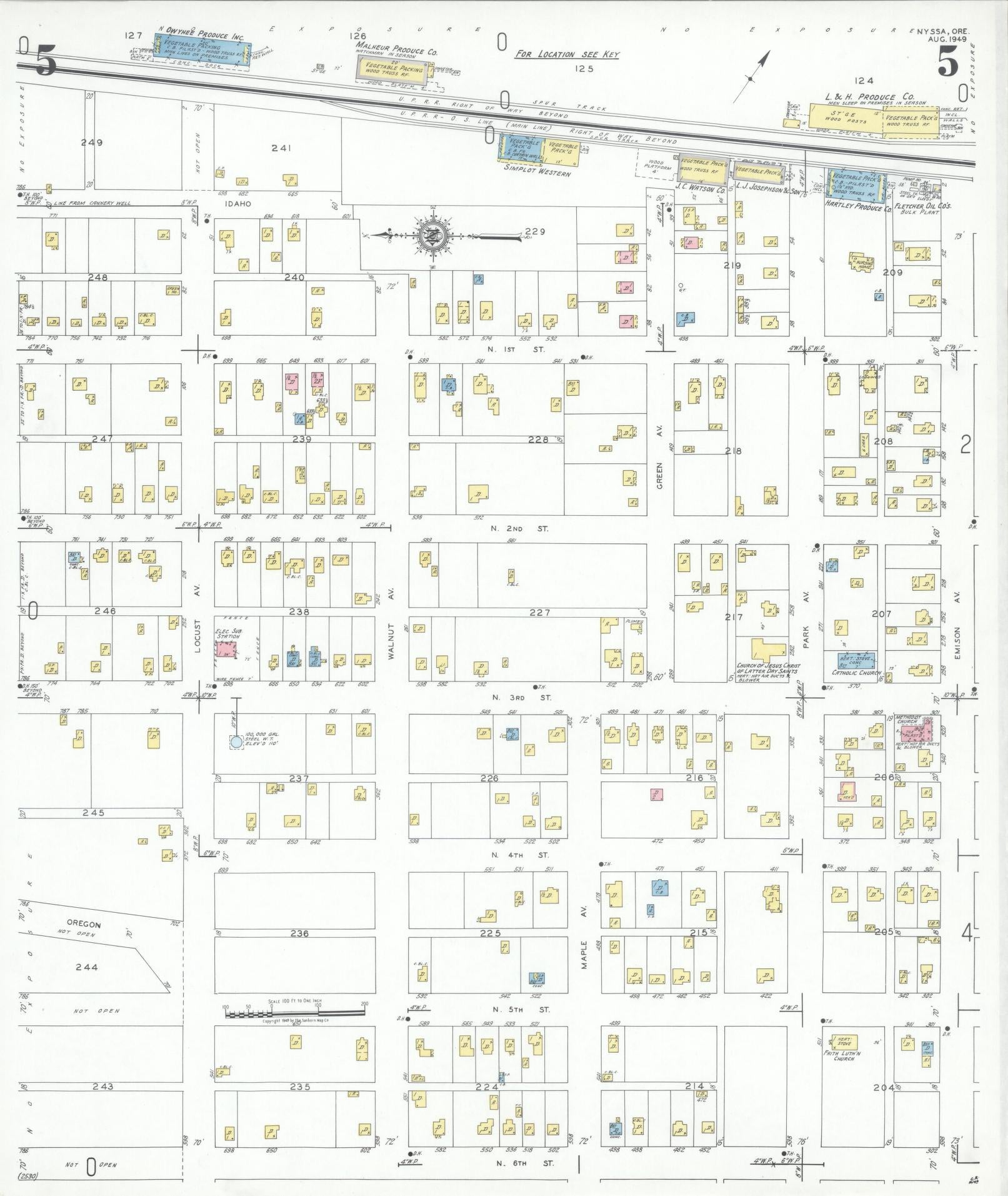 Sanborn Fire Insurance Map from Nyssa, Malheur County, Oregon (1949), Sheet #0005 - Complete Map Set gallery image, historic Sanborn map, vintage wall art, Oregon Oregon