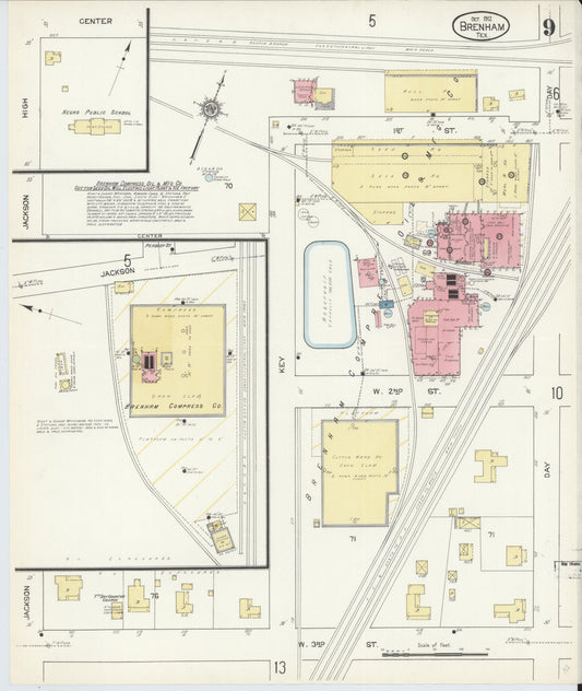 Sanborn Fire Insurance Map from Brenham, Washington County, Texas (1912), Sheet #0009 - Historic Sanborn Fire Insurance Map Print, vintage old map wall art, antique decor, genealogy gift, Texas Texas map