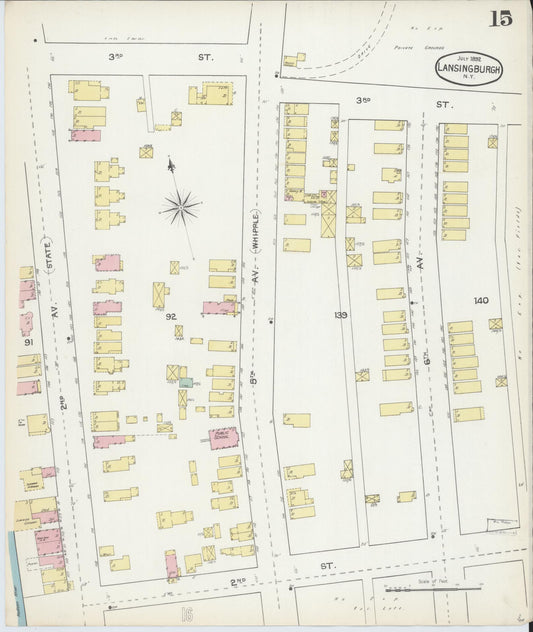 Sanborn Fire Insurance Map from Lansingburg, Rensselaer County, New York (1892), Sheet #0015 - Historic Sanborn Fire Insurance Map Print, vintage old map wall art, antique decor, genealogy gift, New York New York map