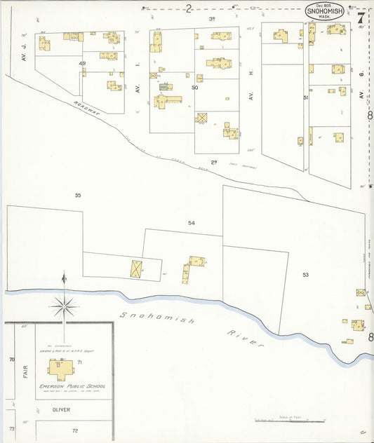 Sanborn Fire Insurance Map from Snohomish, Snohomish County, Washington (1905), Sheet #0007 - Historic Sanborn Fire Insurance Map Print, vintage old map wall art, antique decor, genealogy gift, Washington Washington map